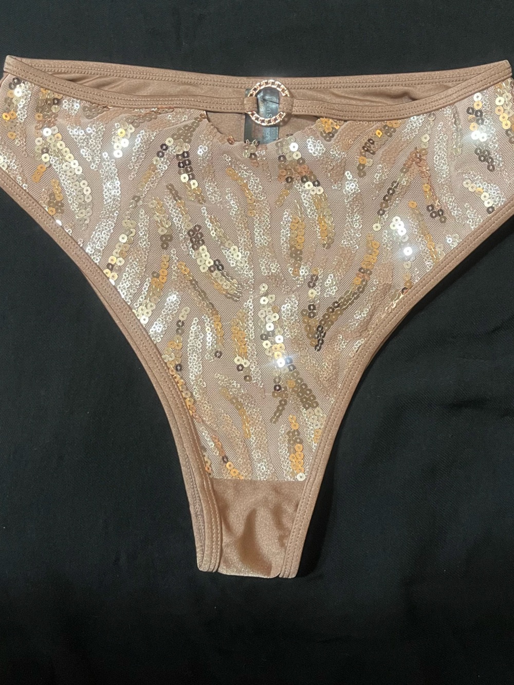 Sequin High-Cut Bikini Bottom